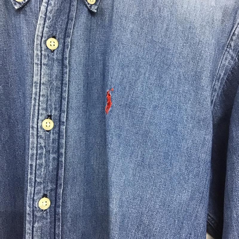 ラルフローレン RALPHLAUREN シャツ、ブラウス 長袖 長袖シャツ デニムシャツ ボタンダウンシャツ ロゴ、文字 インディゴ / インディゴ /  メンズ USED 古着 中古 10143622