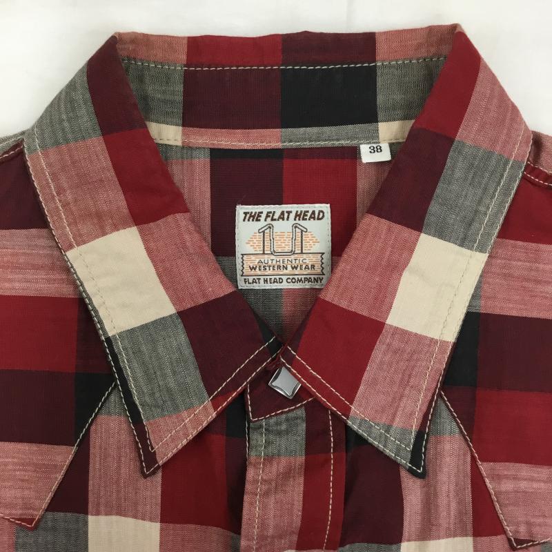 フラットヘッド The Flat Head シャツ、ブラウス 半袖 38 チェック 赤 / レッド / X 黒 / ブラック / X 白 / ホワイト / X 灰 / グレー /  メンズ USED 古着 中古 10130862