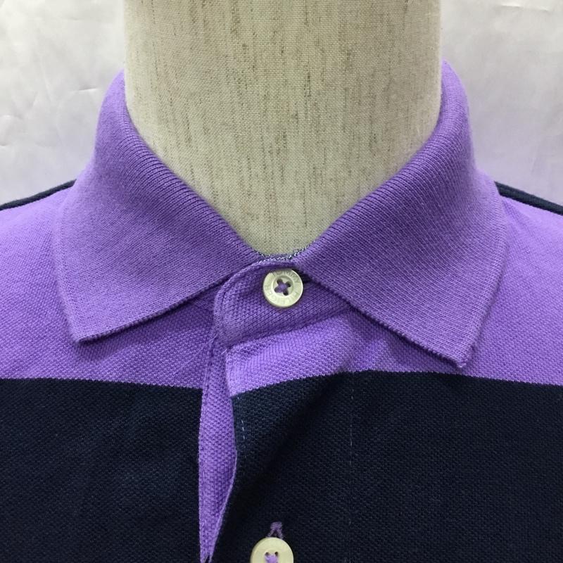 トミーヒルフィガー TOMMY HILFIGER ポロシャツ 半袖 S ボーダー柄 紺 / ネイビー / X 紫 / パープル /  メンズ USED 古着 中古 10112775