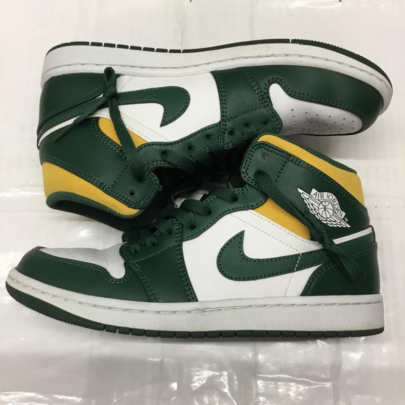 ナイキ NIKE スニーカー スニーカー 554724-371 AIR JORDAN 1 MID 26cm 26.0cm ロゴ、文字 白 / ホワイト / X 緑 / グリーン / X 黄 / イエロー /  メンズ USED 古着 中古 10108072