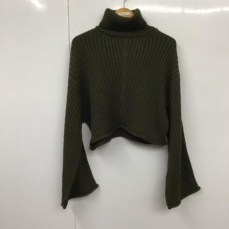 ザラ ZARA ニット、セーター 長袖 6771 142 505 クロップド丈 リブ タートルネック タグ付き M 無地 カーキ / カーキ /  レディース USED 古着 中古 10131300