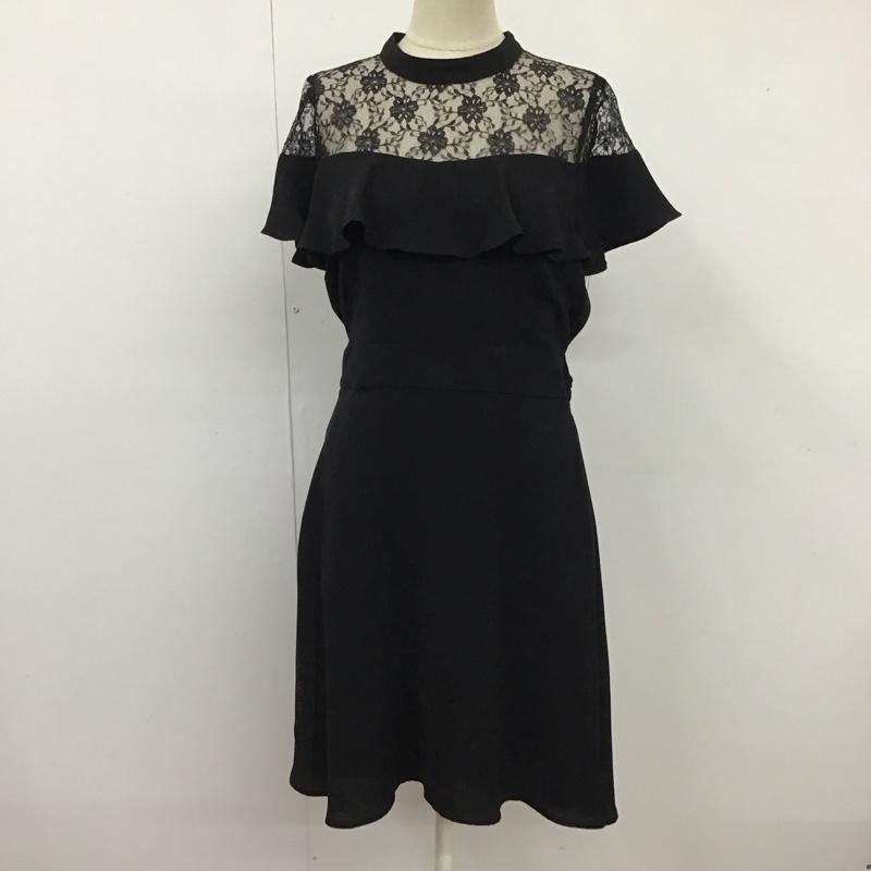 ヘザー Heather ワンピース ひざ丈スカート HE070259TO レース 半袖 FREE 無地 黒 / ブラック /  レディース USED 古着 中古 10116666