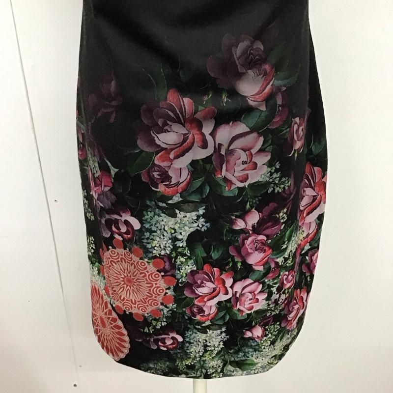 デシグアル Desigual ワンピース ひざ丈スカート ノースリーブワンピース ロングワンピース L 花柄 黒 / ブラック /  レディース USED 古着 中古 10122414