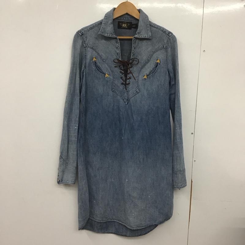 ダブルアールエル ラルフローレン RRL RALPH LAUREN ワンピース ひざ丈スカート 1 無地 水色 / ライトブルー /  レディース USED 古着 中古 10148430