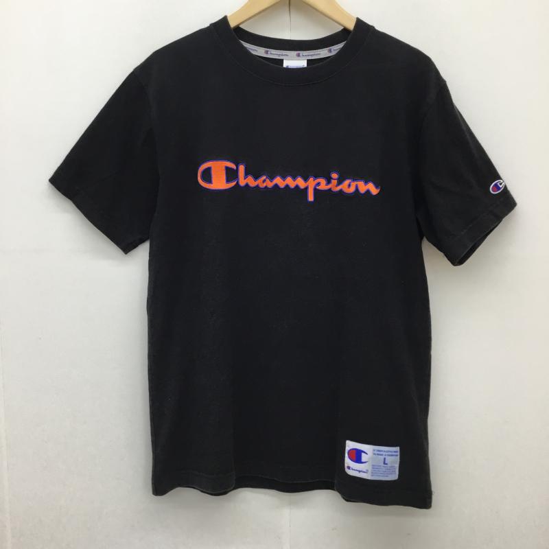 チャンピオン Champion Tシャツ 半袖 C3-Q301 L ロゴ、文字 黒 / ブラック / X 青 / ブルー / X 橙 / オレンジ /  メンズ USED 古着 中古 10134508