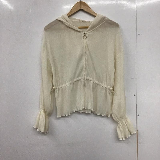 ナイスクラップ NICE CLAUP パーカー 長袖 300050 プリーツ シアー FREE 無地 オフホワイト / オフホワイト /  レディース USED 古着 中古 10146928