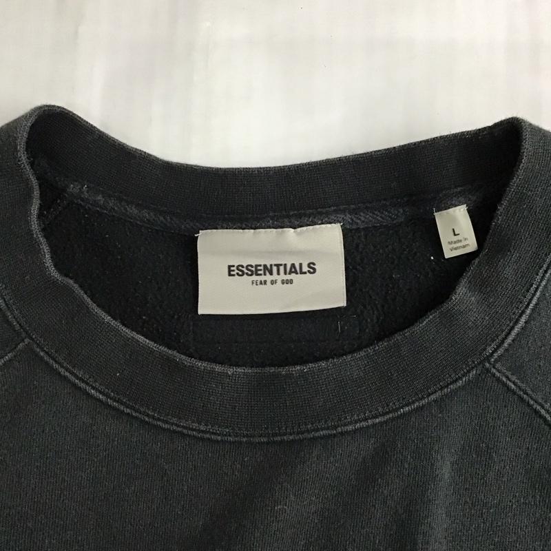 エッセンシャルズ ESSENTIALS トレーナー 長袖 長袖トレーナー スウェット クルーネック リブスウェットカットソー L ロゴ、文字 黒 / ブラック /  メンズ USED 古着 中古 10123145