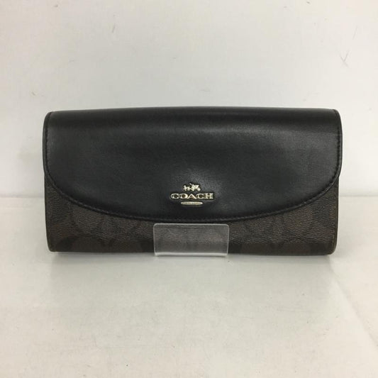 コーチ COACH 財布 長財布 シグネチャー ロゴ、文字 黒 / ブラック / X 茶 / ブラウン /  レディース USED 古着 中古 10143649