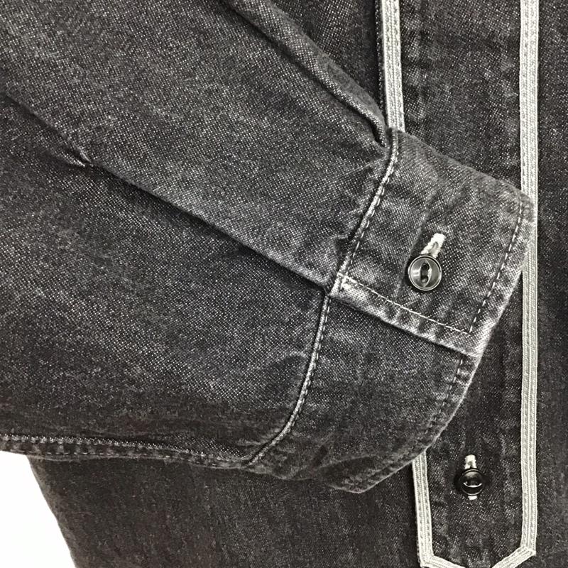 テンダーロイン TENDERLOIN シャツ、ブラウス 長袖 長袖シャツ デニムシャツ カジュアルシャツ ノーカラーシャツ S ロゴ、文字 黒 / ブラック /  メンズ USED 古着 中古 10109804