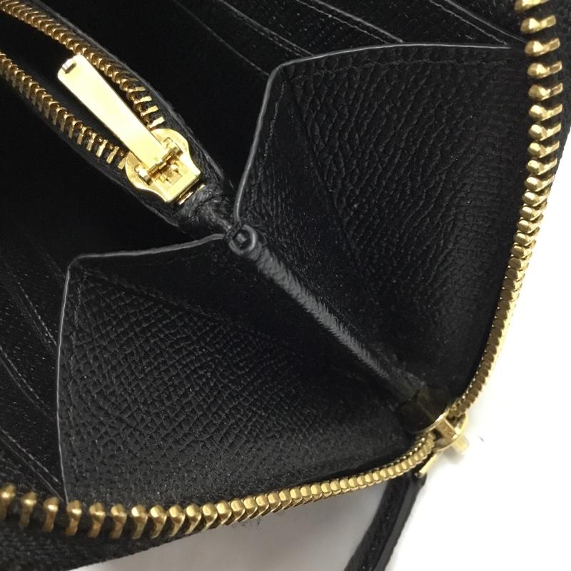 コーチ COACH 財布 長財布 57713 ラウンドファスナー ロゴ、文字 黒 / ブラック / X 金 / ゴールド /  レディース USED 古着 中古 10109389