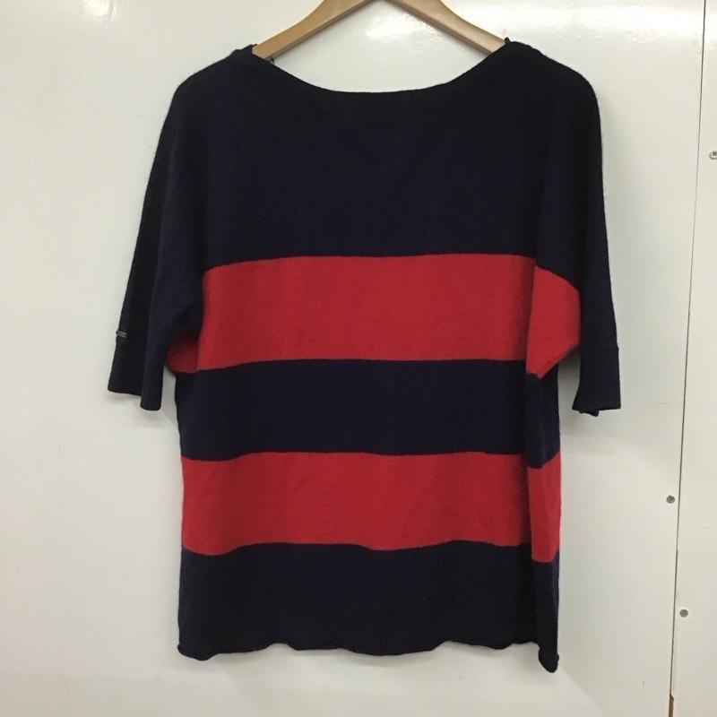 トミーヒルフィガー TOMMY HILFIGER ニット、セーター 半袖 M 無地 赤 / レッド / X 紺 / ネイビー /  レディース USED 古着 中古 10132219