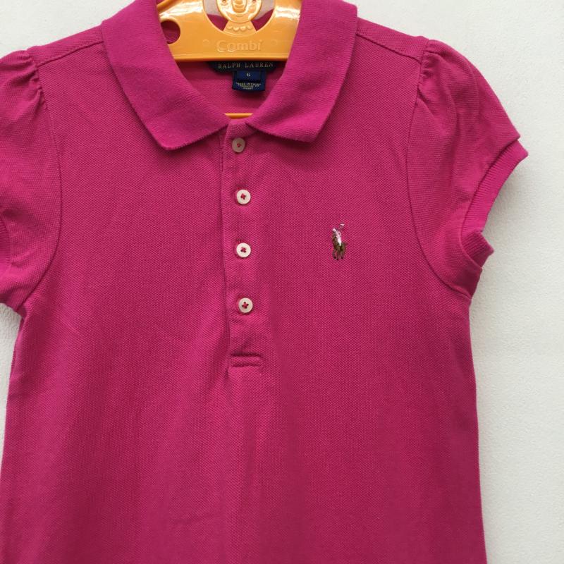 ポロラルフローレン POLO RALPH LAUREN ワンピース ミニスカート 120cm ロゴ、文字 桃 / ピンク /  ガールズ USED 古着 中古 10134376