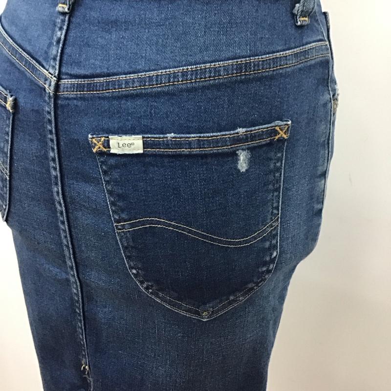 リー Lee スカート ひざ丈スカート LL0708 HERITAGE LASTIC HIGHペンシルスカート XS ダメージ加工 青 / ブルー /  レディース USED 古着 中古 10112993
