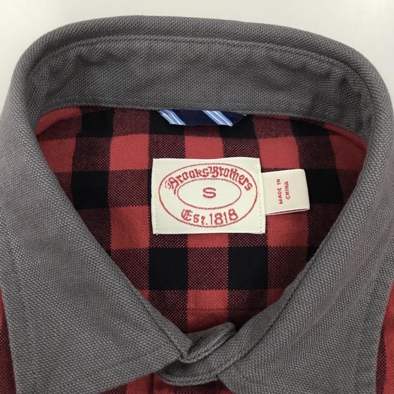 ブルックスブラザーズ BROOKS BROTHERS シャツ、ブラウス 長袖 S チェック 赤 / レッド / X 黒 / ブラック /  メンズ USED 古着 中古 10112761