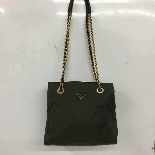 プラダ PRADA トートバッグ トートバッグ チェーンベルト ロゴ、文字 カーキ / カーキ / X 金 / ゴールド /  レディース USED 古着 中古 10150238