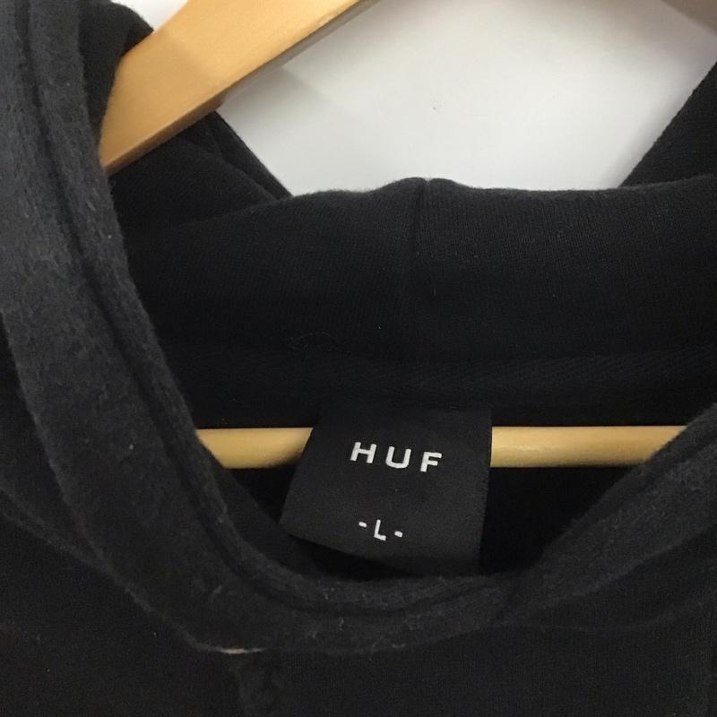ハフ HUF パーカー 長袖 長袖パーカー プルオーバーパーカー スウェット L ロゴ、文字 黒 / ブラック /  メンズ USED 古着 中古 10146239