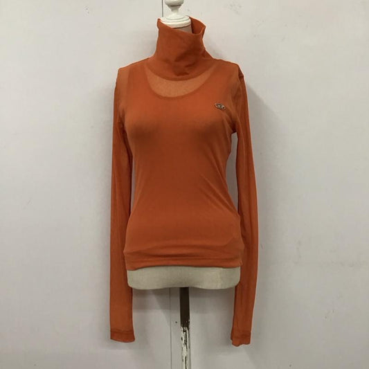 ディーゼル DIESEL カットソー 長袖 シアー ハイネック タートルネック S ワンポイント 橙 / オレンジ /  レディース USED 古着 中古 10118819