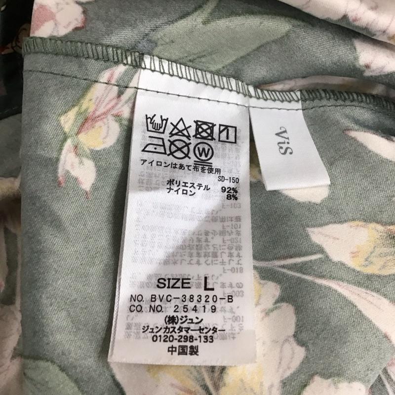 ビス ViS スカート ひざ丈スカート BVC-38320 ピーチ起毛タックフレアスカート L 花柄 緑 / グリーン /  レディース USED 古着 中古 10116137