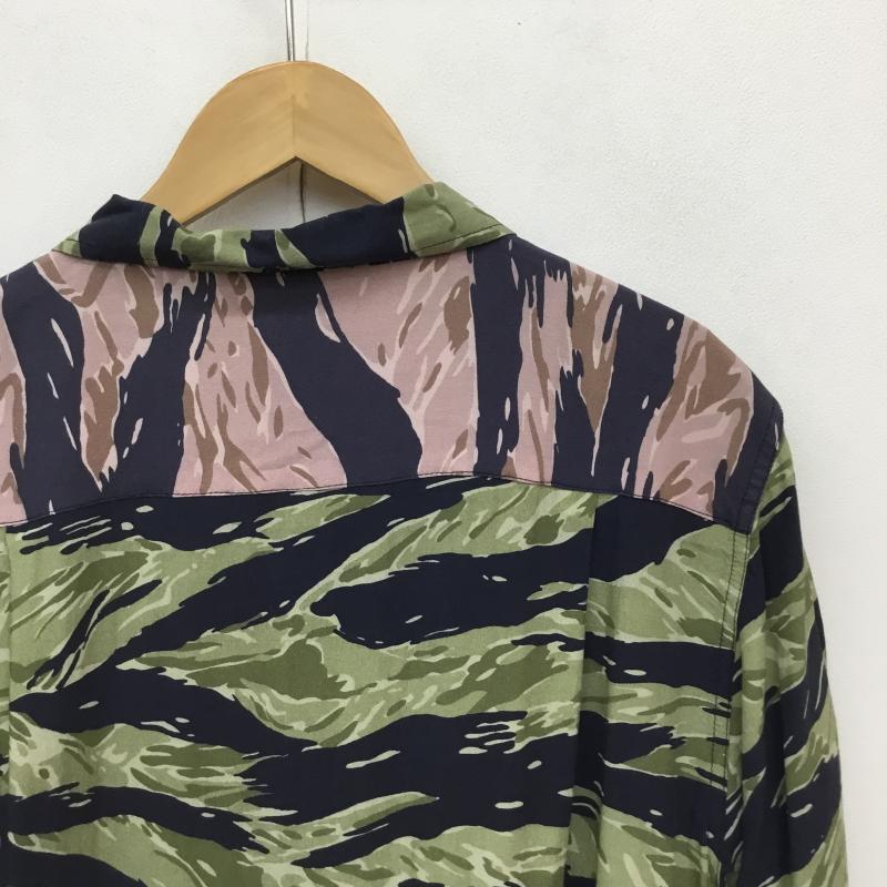 ヒューストン HOUSTON シャツ、ブラウス 半袖 HOUSTON 40727 ミリタリーアロハシャツ XL カモフラージュ柄・迷彩 黒 / ブラック / X カーキ / カーキ / X 茶 / ブラウン / X 桃 / ピンク /  メンズ USED 古着 中古 10134505