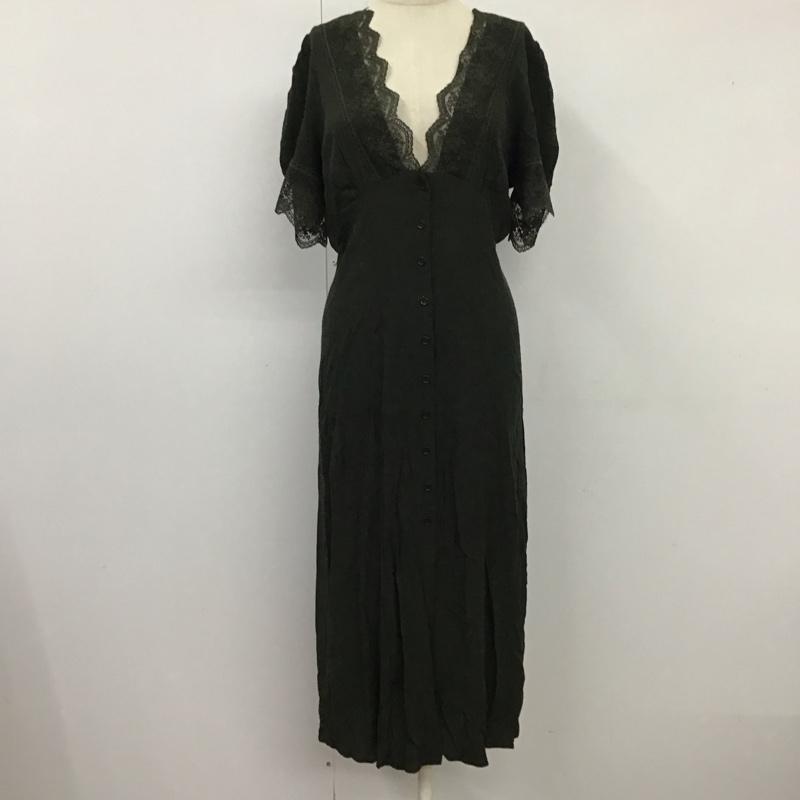 ザラ ZARA ワンピース ロングスカート 半袖 前開き S 無地 緑 / グリーン /  レディース USED 古着 中古 10116678