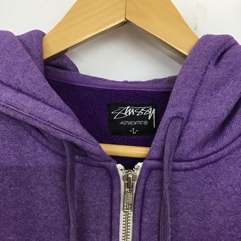 ステューシー STUSSY パーカー 長袖 ジップアップパーカー 長袖パーカー カジュアルジャケット L ロゴ、文字 紫 / パープル /  メンズ USED 古着 中古 10140303