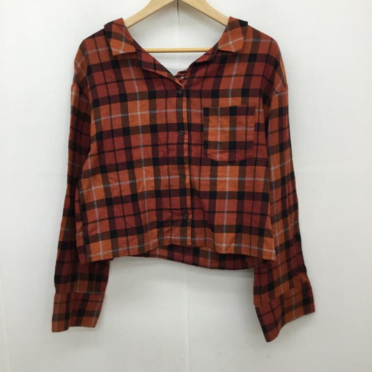 ダブルクローゼット w closet シャツ、ブラウス 長袖 FREE チェック 橙 / オレンジ / X 黒 / ブラック /  レディース USED 古着 中古 10137768