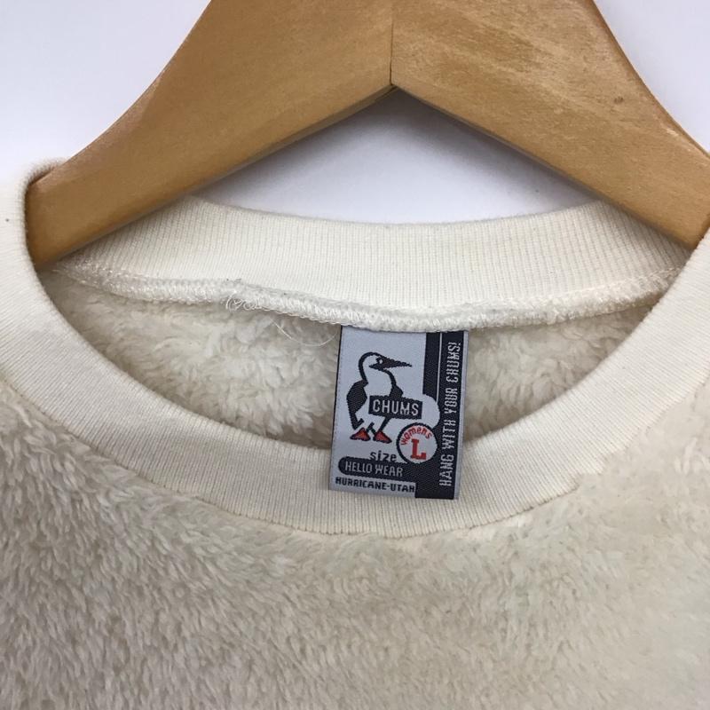 チャムス CHUMS トレーナー 長袖 CH14-1231 エルモフリースクルートップ Elmo Fleece Crew Top L 無地 白 / ホワイト / X 紺 / ネイビー /  レディース USED 古着 中古 10132215