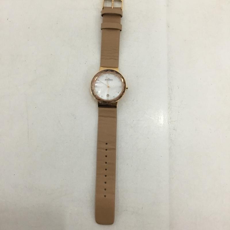 スカーゲン SKAGEN 腕時計 アナログ（クォーツ式） SKW2168 レザーベルト ロゴ、文字 ベージュ / ベージュ /  レディース USED 古着 中古 10135183