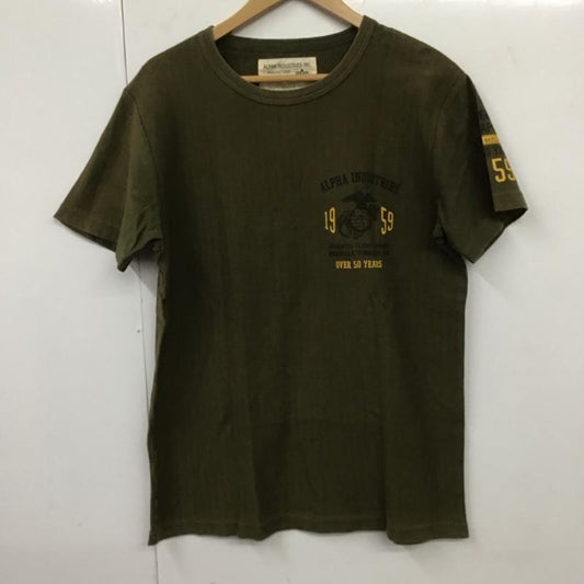 アルファインダストリー Alpha Industries Tシャツ 半袖 半袖カットソー プリントTシャツ クルーネックカットソー L ロゴ、文字 カーキ / カーキ /  メンズ USED 古着 中古 10131625