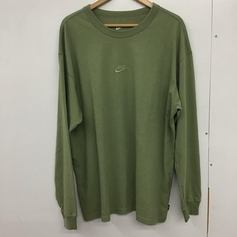 ナイキ NIKE カットソー 長袖 長袖カットソー ロゴカットソー クルーネック XL ロゴ、文字 カーキ / カーキ /  メンズ USED 古着 中古 10132719