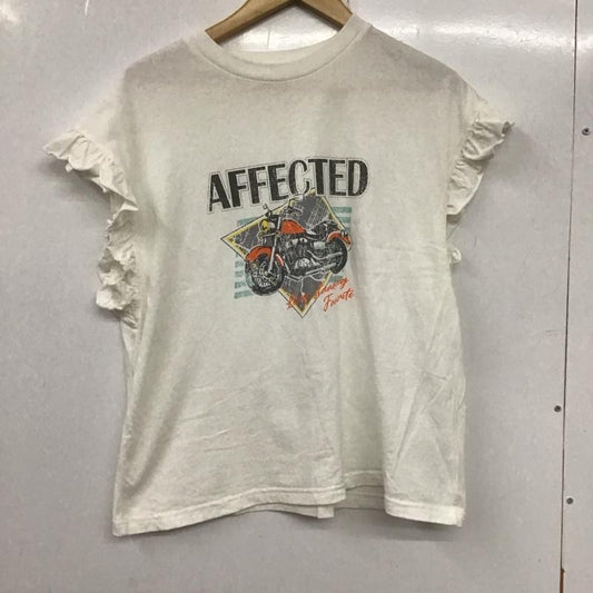 ローリーズファーム LOWRYS FARM Tシャツ 半袖 半袖カットソー プリントTシャツ クルーネックカットソー FREE プリント 白 / ホワイト /  レディース USED 古着 中古 10135071