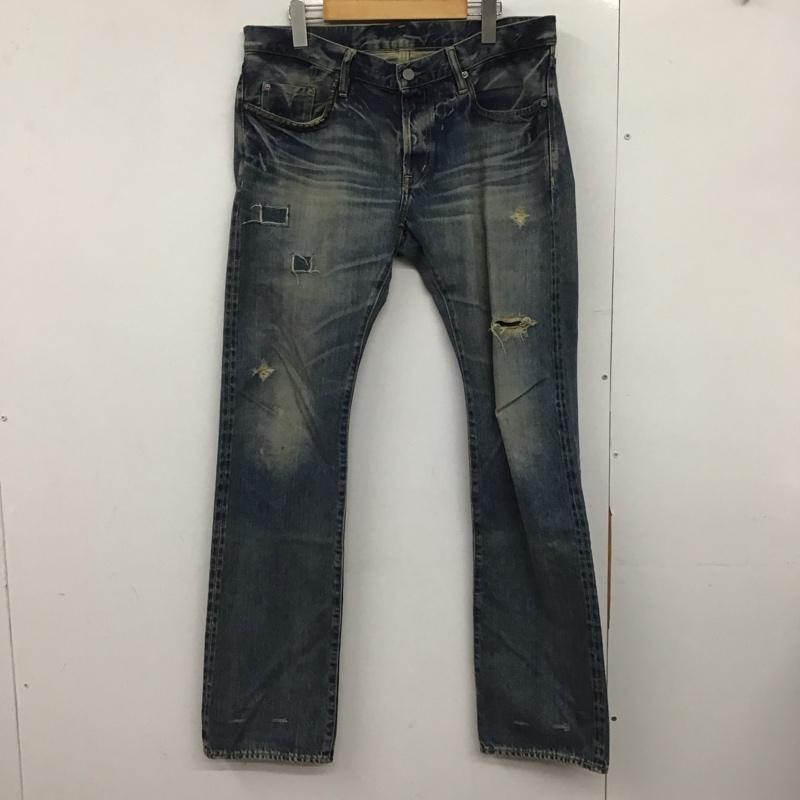 ヒステリックグラマー HYSTERIC GLAMOUR パンツ デニム、ジーンズ デニムパンツ スリムパンツ カジュアルパンツ 34 ダメージ加工 インディゴ / インディゴ /  メンズ USED 古着 中古 10148172