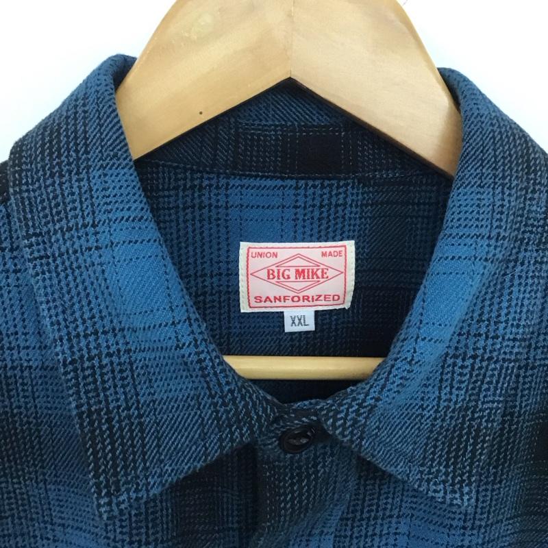 ビッグマイク BIG MIKE シャツ、ブラウス 長袖 長袖シャツ カジュアルシャツ 総柄シャツ XXL プリント 青 / ブルー /  メンズ USED 古着 中古 10148230