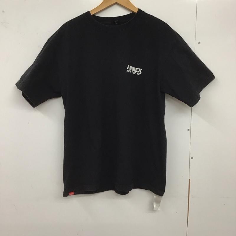 アヴィレックス AVIREX Tシャツ 半袖 半袖カットソー プリントTシャツ クルーネックカットソー XL ロゴ、文字 黒 / ブラック /  メンズ USED 古着 中古 10128669