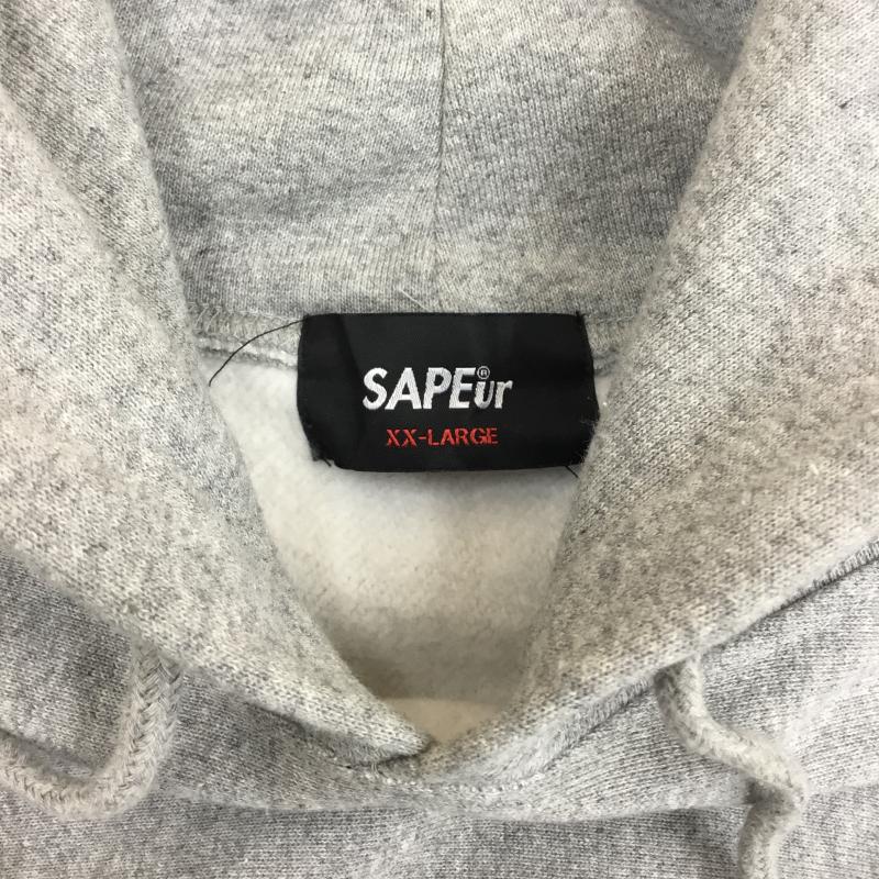 サプール SAPEur パーカー 長袖 XXL ロゴ、文字 X プリント 灰 / グレー /  メンズ USED 古着 中古 10144621