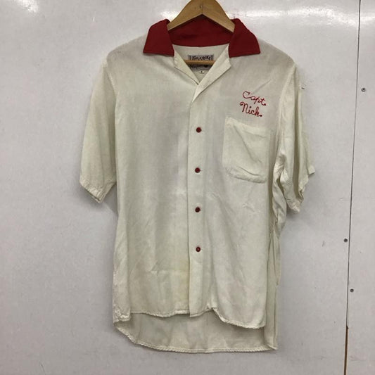 キングルイ King Louie シャツ、ブラウス 半袖 ボーリングシャツ 半袖シャツ 古着 ヴィンテージ 50S M ロゴ、文字 白 / ホワイト / X 赤 / レッド /  メンズ USED 古着 中古 10135487