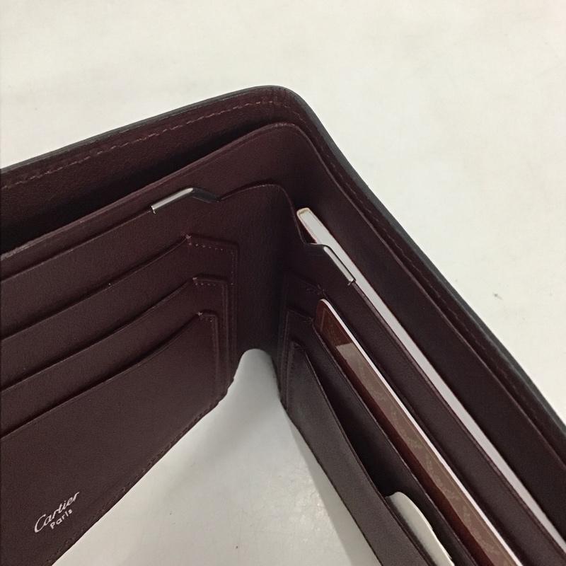 カルティエ Cartier 財布 二つ折り マスト ドゥ カルティエ カーフスキン ロゴ、文字 黒 / ブラック /  メンズ USED 古着 中古 10132120