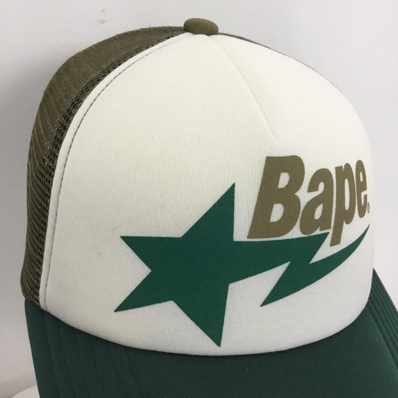 アベイシングエイプ A BATHING APE 帽子 キャップ BAPE STA MESH CAP メッシュキャップ ロゴ、文字 白 / ホワイト / X 緑 / グリーン /  メンズ USED 古着 中古 10142183