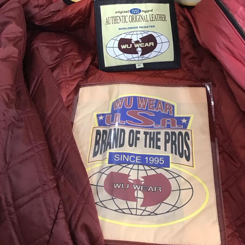 ウーウェア WU-WEAR ジャケット、上着 レザージャケット バックロゴ XL ロゴ、文字 黒 / ブラック / X アイボリー / アイボリー /  メンズ USED 古着 中古 10144720