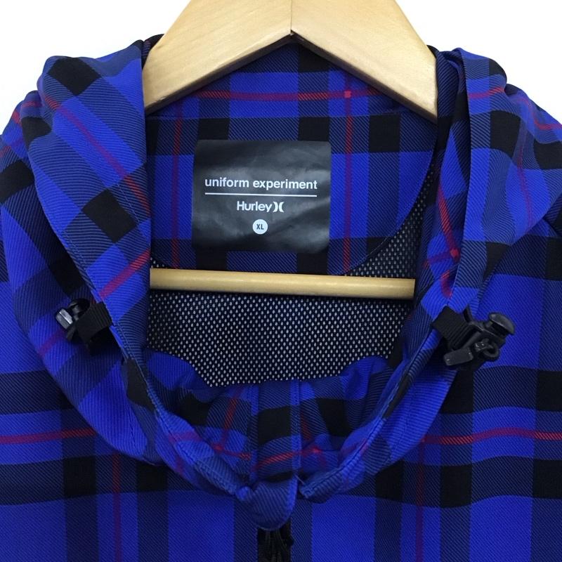 ユニフォームエクスペリメント uniform experiment ジャケット、上着 ジャケット、ブレザー ジップアップジャケット ナイロンジャケット アウター hurleyx XL チェック 青 / ブルー / X 赤 / レッド /  メンズ USED 古着 中古 10132319