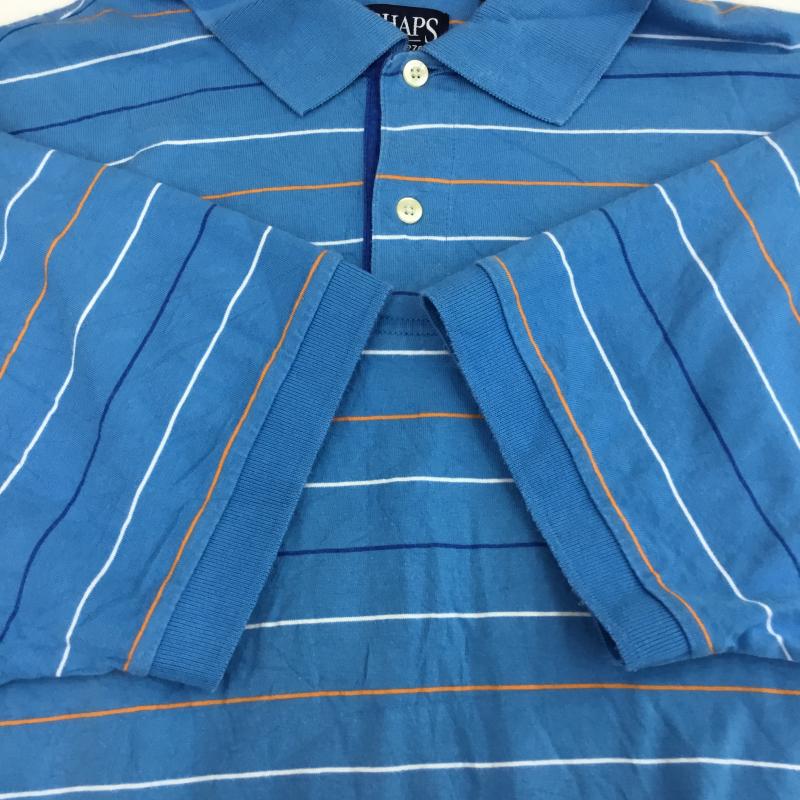 チャップス CHAPS ポロシャツ 半袖 L ボーダー柄 青 / ブルー /  メンズ USED 古着 中古 10133530