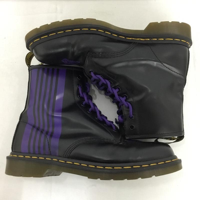 ドクターマーチン Dr.Martens ブーツ ショートブーツ NEEDLES ニードルズ 1460 8ホール UK9 US：10  黒 / ブラック / X 紫 / パープル /  メンズ USED 古着 中古 10147714