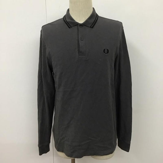 フレッドペリー FRED PERRY ポロシャツ 長袖 長袖ポロシャツ カラーシャツ ロングスリーブカットソー M ロゴ、文字 灰 / グレー /  メンズ USED 古着 中古 10109818