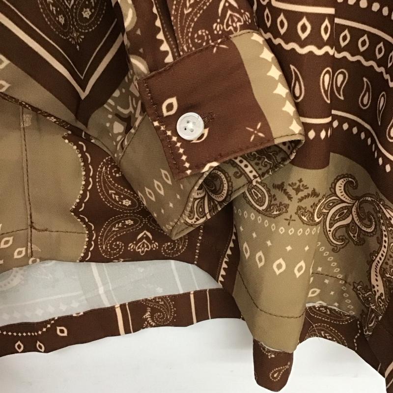 ナノユニバース nano・universe シャツ、ブラウス 長袖 長袖シャツ 総柄シャツ カラーシャツ ヒッコリーシャツ M プリント 茶 / ブラウン /  メンズ USED 古着 中古 10135504