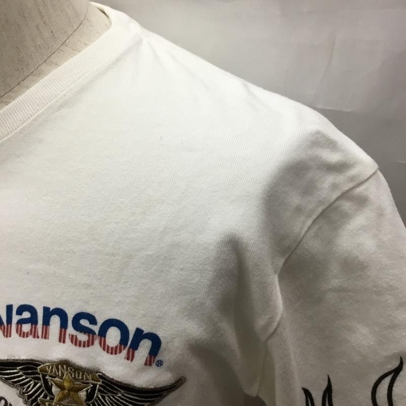 ヴァンソン VANSON Tシャツ 半袖 バックプリント 刺繍 L ロゴ、文字 白 / ホワイト /  メンズ USED 古着 中古 10111388