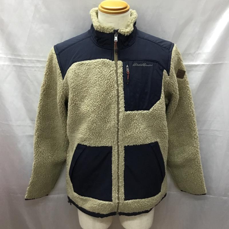 エディーバウアー Eddie Bauer ジャケット、上着 ジャケット、ブレザー ボア フリース M ロゴ、文字 ベージュ / ベージュ / X 紺 / ネイビー /  メンズ USED 古着 中古 10111360