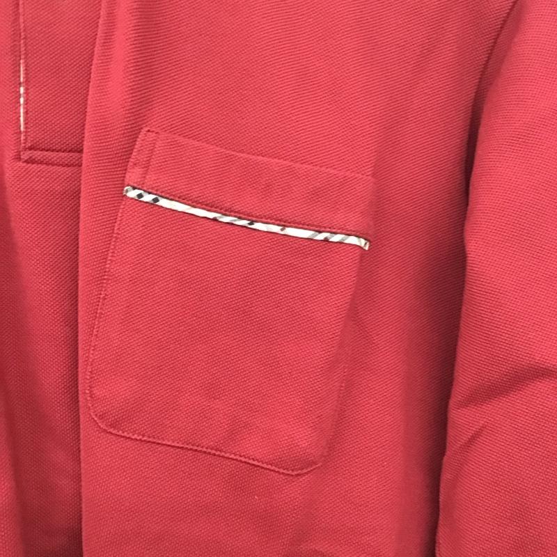 バーバリーロンドン Burberry London ポロシャツ 長袖 長袖ポロシャツ 長袖カットソー カラーシャツ L 無地 えんじ / ワインレッド /  メンズ USED 古着 中古 10145257