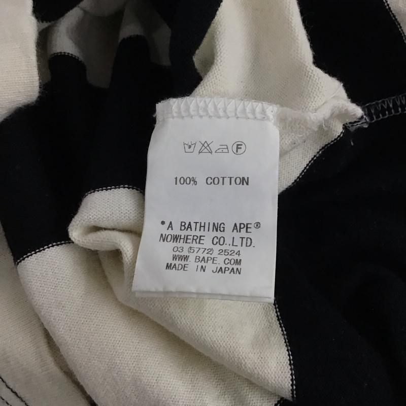 アベイシングエイプ A BATHING APE カットソー 長袖 長袖カットソー ボーダー スクエアーネック L ボーダー柄 白 / ホワイト / X 黒 / ブラック /  メンズ USED 古着 中古 10144487