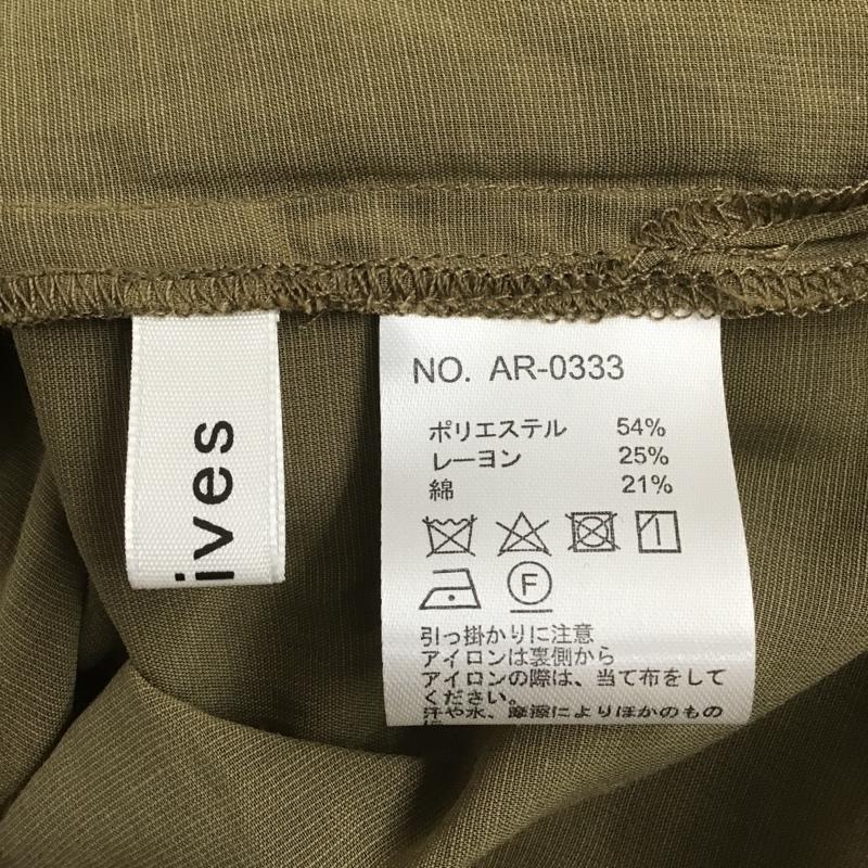 アルシーヴ archives シャツ、ブラウス 長袖 長袖シャツ ノーカラーシャツ サイドスリットカジュアルシャツ M 無地 カーキ / カーキ /  レディース USED 古着 中古 10105960