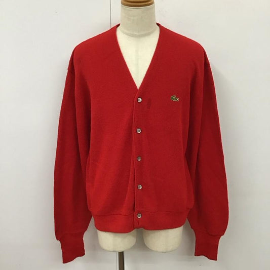 ラコステ LACOSTE カーディガン 長袖 80s USA製　アクリルニット　カーディガン　IZOD L ロゴ、文字 赤 / レッド /  メンズ USED 古着 中古 10118295